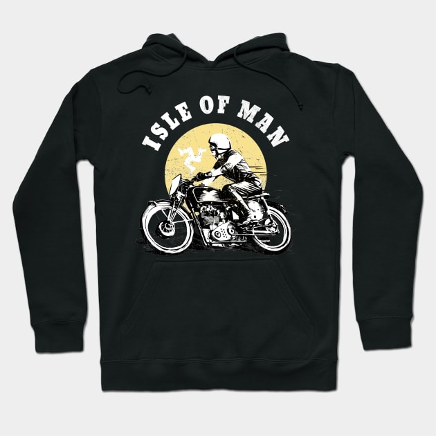 Isle Of Man Retro Vintage Biker Racing Manx Flag Hoodie by SpottydoggCreatives